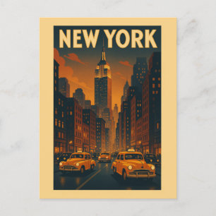 Postal Viaje de vintage New York City Street Taxi