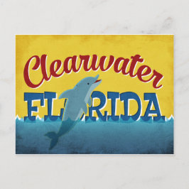Postal Viaje de vintage retro delfín de Clearwater Florid