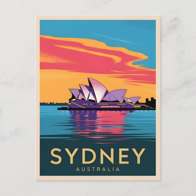 Postal Viaje de Vintage Sydney Australia Sunset Scenic (Anverso)