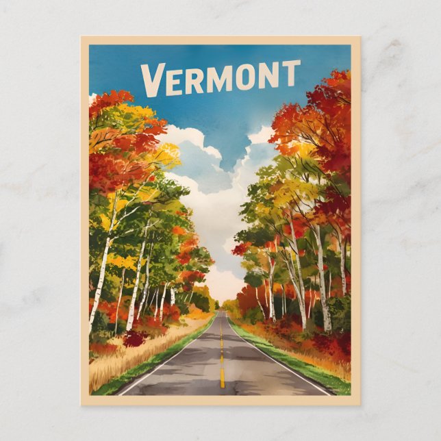 Postal Viaje de Vintage Vermont Rústico Paisaje Retro (Anverso)