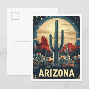 Postal Viaje del Ilustracion Art Vintage de Arizona USA