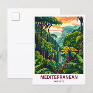 Postal Viaje del Ilustracion forestal mediterráneo