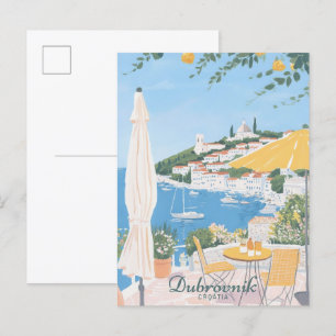 Postal Viaje del Ilustracion Gouache de Dubrovnik Croatia