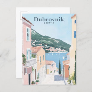 Postal Viaje del Ilustracion Gouache de Dubrovnik Croatia