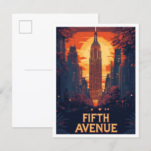 Postal Viaje del Ilustracion Vintage de la Quinta Avenida