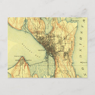 Postal Viaje del mapa de cosechas de Seattle