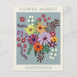 Postal Viaje del mercado de flores de la vieja Amsterdam