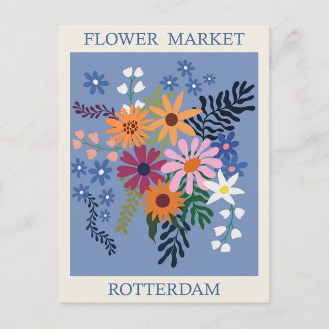 Postal Viaje del mercado de flores de la vieja Rotterdam (Anverso)