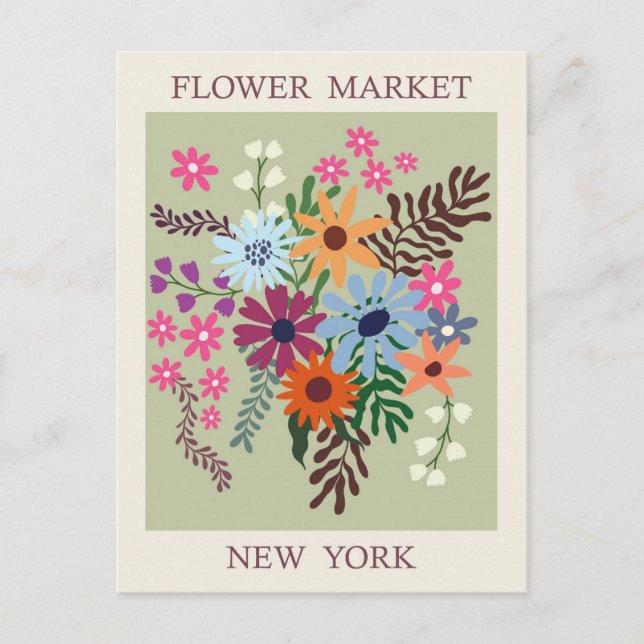Postal Viaje del mercado de flores de Nueva York (Anverso)