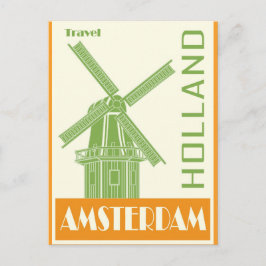 Postal Viaje del molino de viento Amsterdam Holland