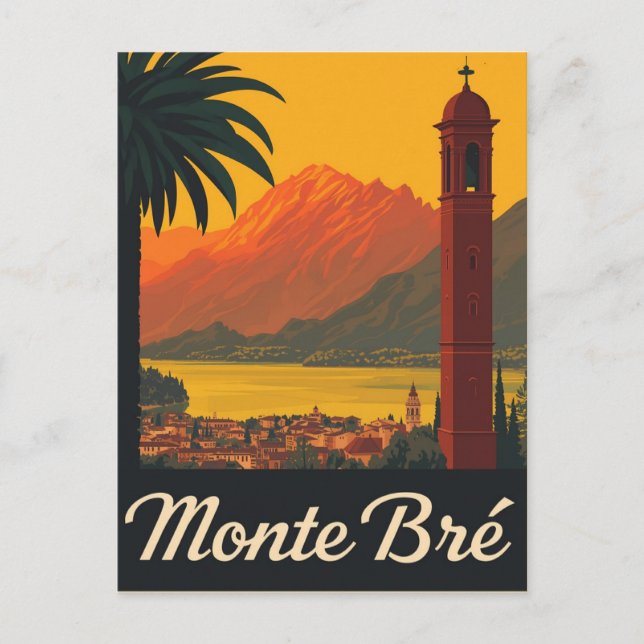 Postal Viaje del Monte Bré Vintage (Anverso)