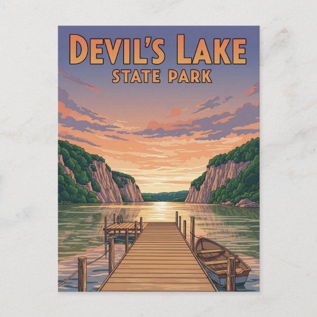 Postal Viaje del Parque Estatal Wisconsin Devil's Lake (Anverso)