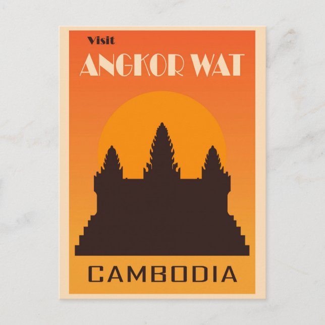 Postal Viaje del templo Angkor Wat de Camboya (Anverso)