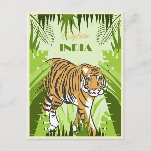 Postal Viaje del tigre de la India (Anverso)