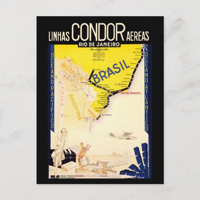 Postal Viaje del vintage del "Brasil" (Anverso)