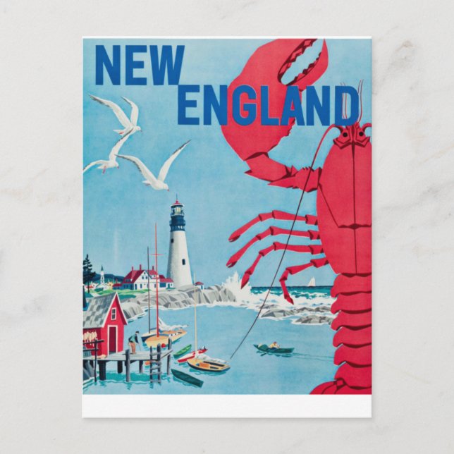 Postal Viaje del Vintage New England Lobster Lighthouse (Anverso)