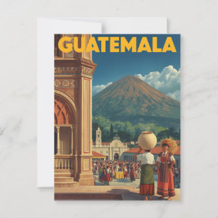 Postal Viaje del volcán del mercado vitícola de Guatemala