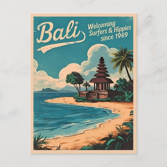 Postal Viaje divertido de cosecha Bali Humor retro de Ind (Anverso)