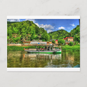 Postal Viaje en barco por el río Elba