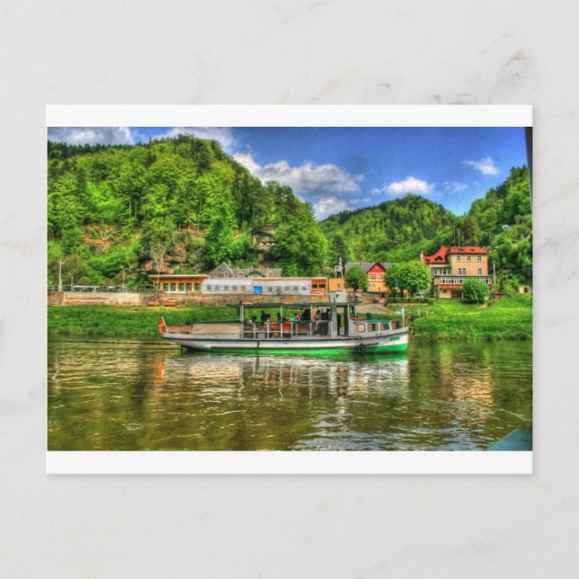 Postal Viaje en barco por el río Elba (Anverso)