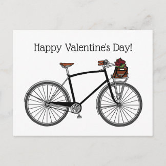 Postal Viaje en bicicleta feliz San Valentín