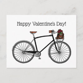 Postal Viaje en bicicleta feliz San Valentín