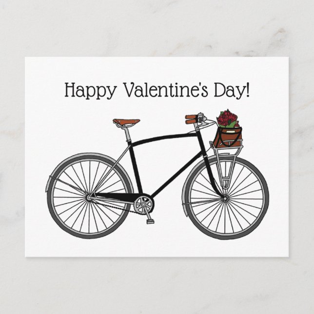 Postal Viaje en bicicleta feliz San Valentín (Anverso)