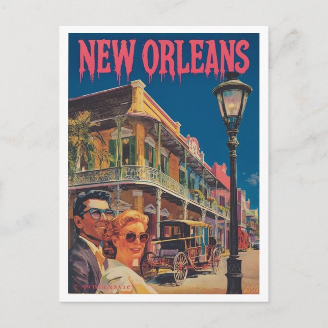 Postal Viaje en el Barrio Francés de Nueva Orleans (Anverso)
