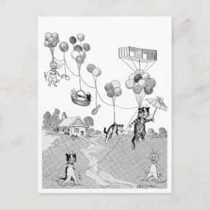 Postal Viaje en Globo de Gatos, Louis Wain
