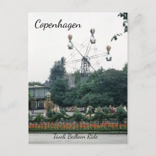 Postal Viaje en globo de los años 1940 en el Parque Tivol