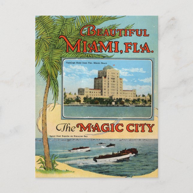 Postal Viaje en la Ciudad Mágica de Miami Florida (Anverso)