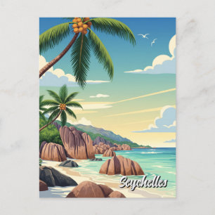 Postal Viaje en la playa de Anse Source d'Argent