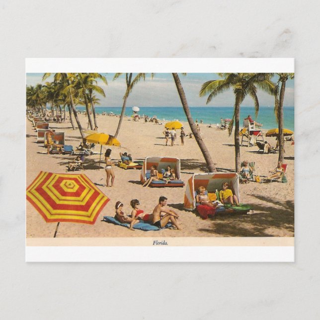 Postal Viaje en la playa de Retro Florida (Anverso)