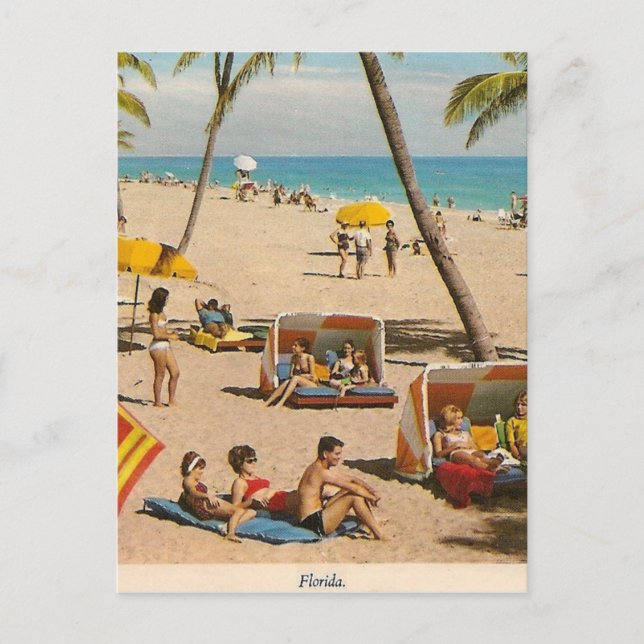 Postal Viaje en la playa de Retro Florida (Anverso)