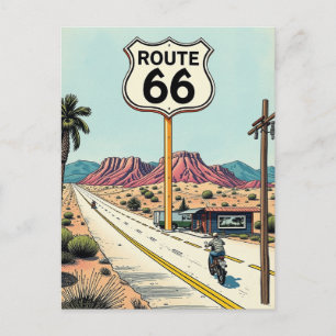 Postal Viaje en moto por la Ruta 66 Viajes vintage