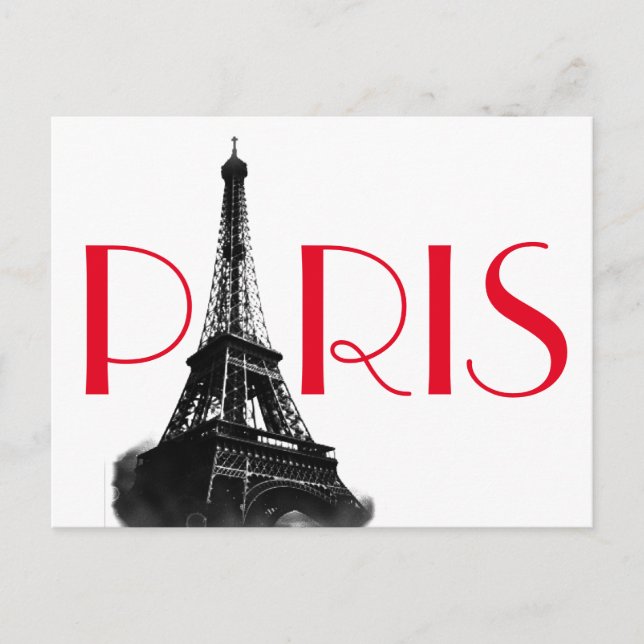 Postal Viaje en París de la Torre Eiffel Roja Blanca y Ne (Anverso)