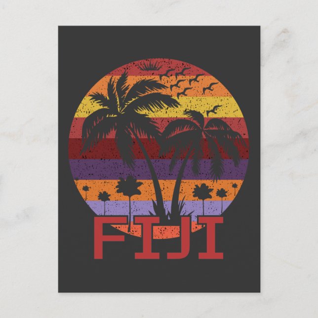 Postal Viaje en playa de verano de Fiyi (Anverso)