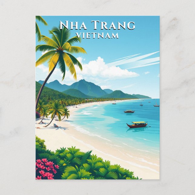 Postal Viaje en Playa de Vietnam en Nha Trang (Anverso)