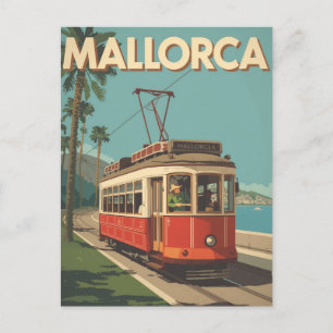 Postal Viaje en tranvía vintage Mallorca España