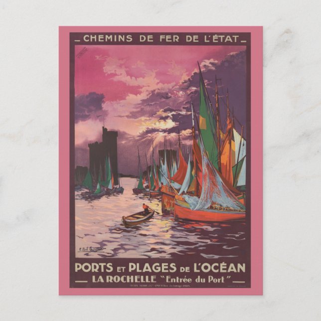 Postal Viaje en tren de La Rochelle Francia (Anverso)