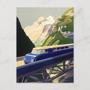 Postal Viaje en tren de la Vieja Europa