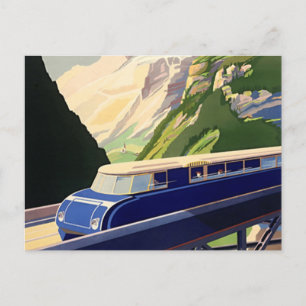 Postal Viaje en tren de la Vieja Europa