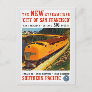 Postal Viaje en tren de San Francisco Chicago
