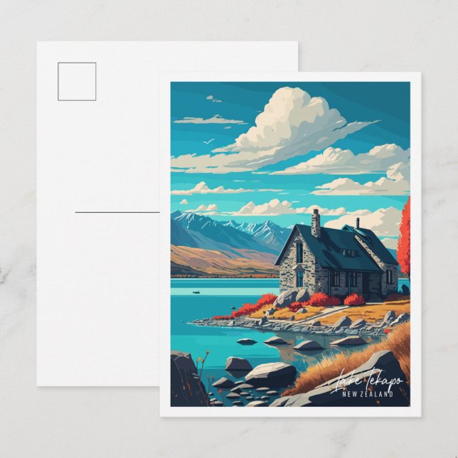 Postal Viaje en vintage de Nueva Zelanda (Anverso / Reverso)