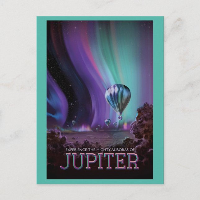 Postal Viaje espacial Retro Jupiter Aurora (Anverso)