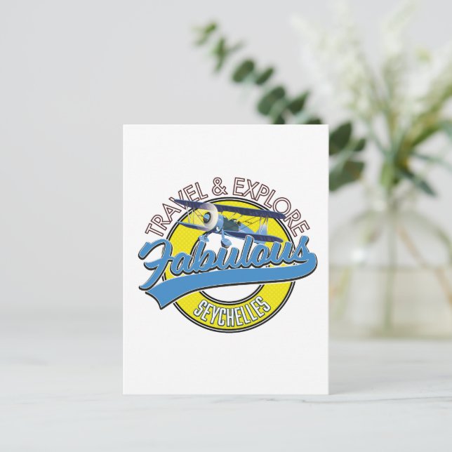 Postal viaje explorar el fabuloso logo de Seychelles (Anverso de pie)