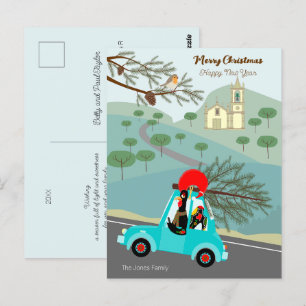 Postal Viaje festivo a Navidades de gallos de Portugal