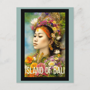 Postal Viaje floral de mujer indonesia en Bali