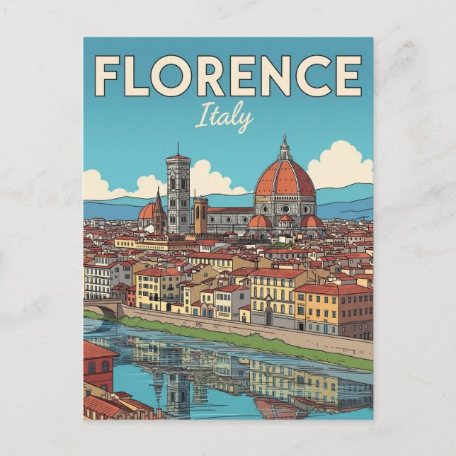 Postal Viaje Florencia Italia Vintage (Anverso)