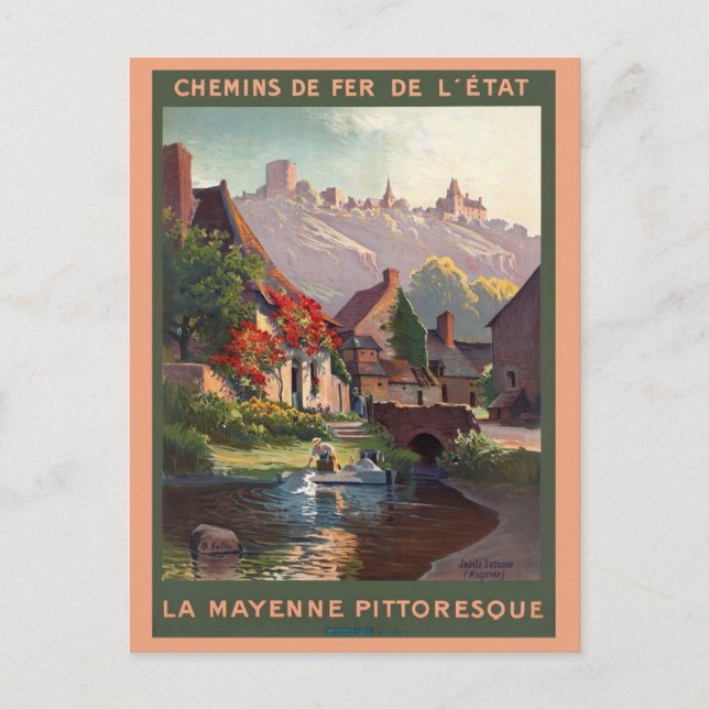 Postal Viaje francés en tren de Mayenne (Anverso)